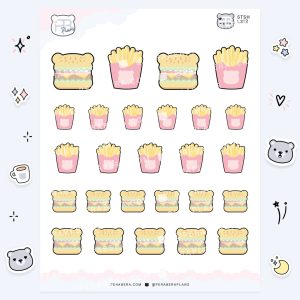 Burgers & Fries: Cute Food Doodle Sticker Sheet