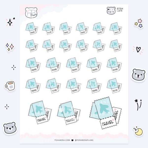 Travel Tickets: Cute Travel Doodle Sticker Sheet