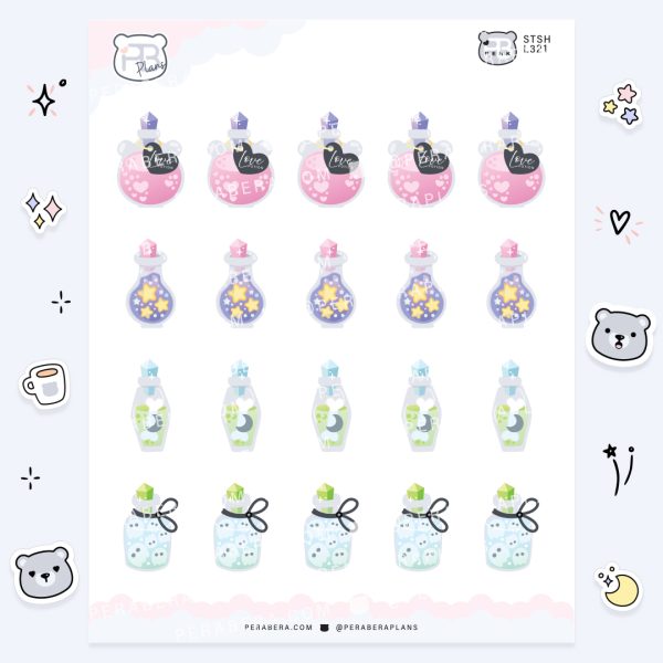 Potion Bottles: Cute Spooky Doodle Sticker Sheet