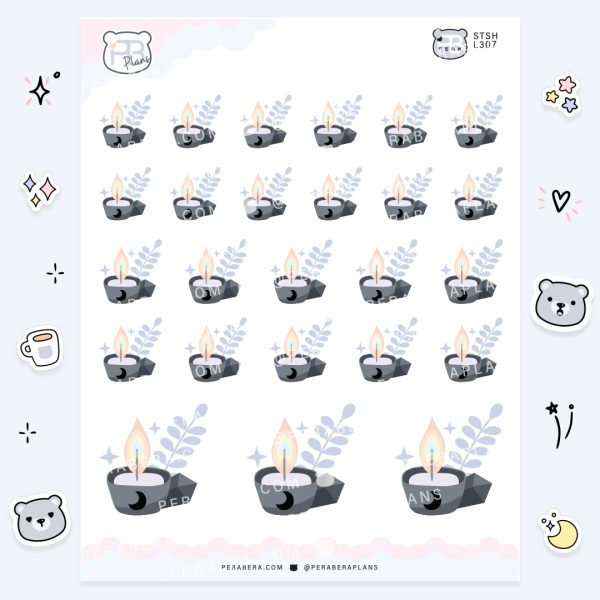 Moon Candles: Cute Spooky Doodle Sticker Sheet