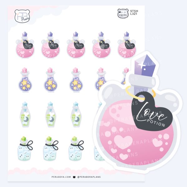 Potion Bottles: Cute Spooky Doodle Sticker Sheet