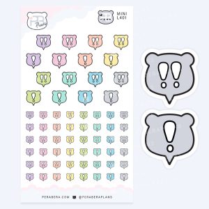 MINI Cute Bear Exclamation Mark Planner Stickers – Pastel Functional Urgent Reminder Stickers for Planners & Journals