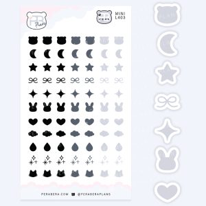 MINI Cute Multi Shape Planner Stickers – Grayscale Functional Work & Study Icons for Planners & Journals