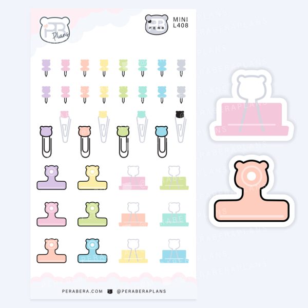 Bear Studying Planner Stickers – Pastel Work & School Character Icons