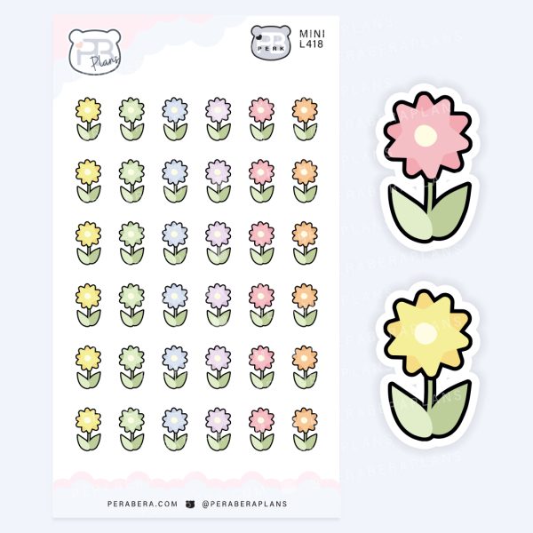 Mini Cozy Flower Planner Sheet – Cute Cottagecore deco stickers