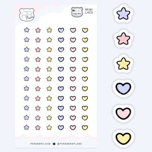 Mini Cute Functional Stars & Hearts Stickers – Adorable & Creative Journaling Bullets/Dots
