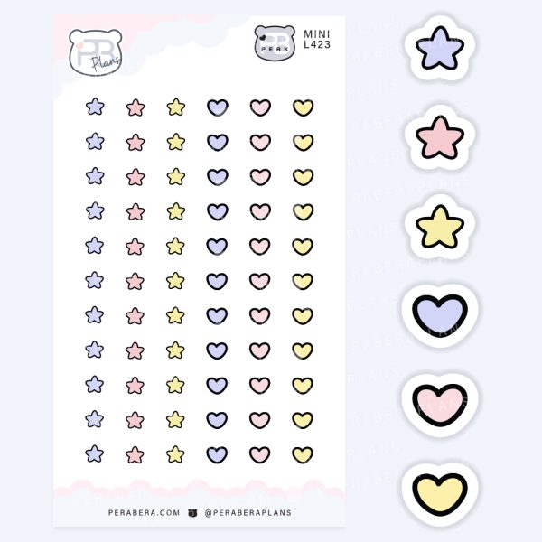Mini Cute Functional Stars & Hearts Stickers – Adorable & Creative Journaling Bullets/Dots