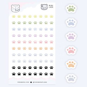 MINI Cute Multi Paw Planner Stickers – Autumn Color Functional Pet Icons for Planners & Journals