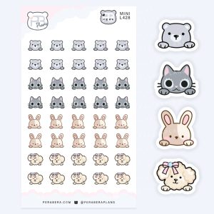 MINI Cute Multi Peek-a-Boo Friends Planner Stickers – Adorable Animal Deco for Planners & Journals