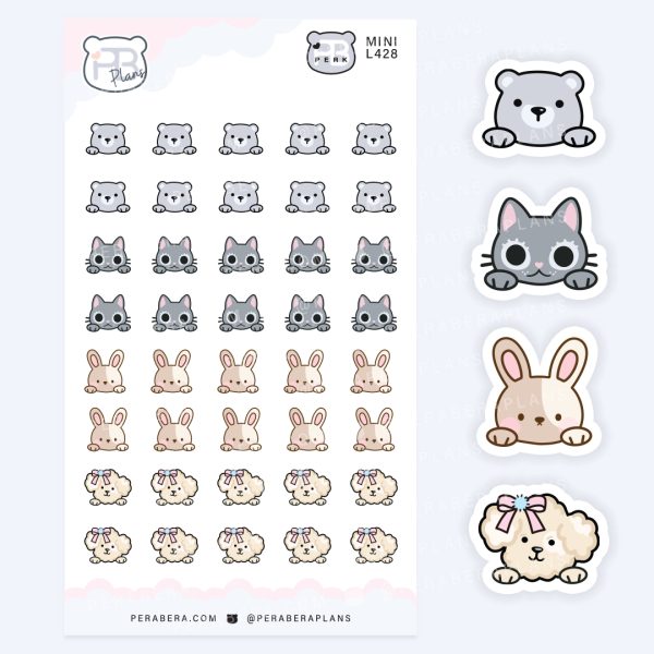 MINI Cute Multi Peek-a-Boo Friends Planner Stickers – Adorable Animal Deco for Planners & Journals