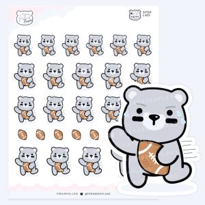 Bear Playing Football – Cute Game Day Planner Stickers