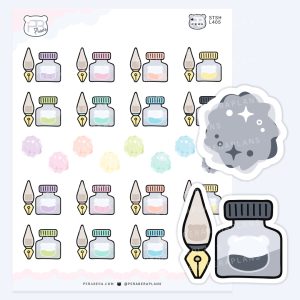 Ink Bottle, Fountain Pen & Blob – Art & Creative Project Planner Stickers