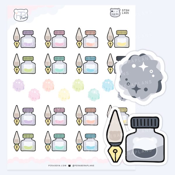 Ink Bottle, Fountain Pen & Blob – Art & Creative Project Planner Stickers
