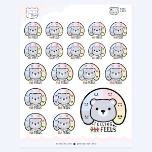 Bear Mental Health Planner Stickers – Cute Self-Care & Quote: Feeling all the feels