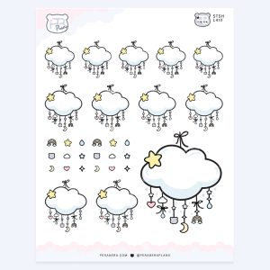 Whimsical Charm Cloud Planner Stickers – Cute Cottagecore Stickers