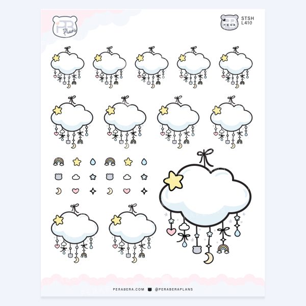 Whimsical Charm Cloud Planner Stickers – Cute Cottagecore Stickers
