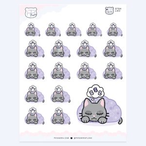 Cute Sleeping Alli Planner Sticker – Cozy Star Blanket Deco Cat