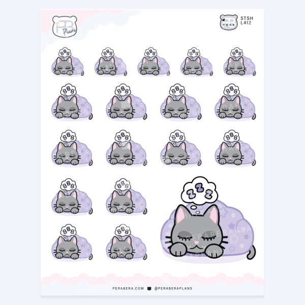 Cute Sleeping Alli Planner Sticker – Cozy Star Blanket Deco Cat