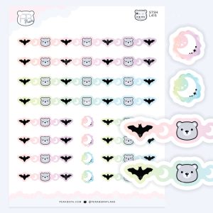 Spooky Bear Tape Strips with Moon and Bats – Spooky Halloween Deco Sheet