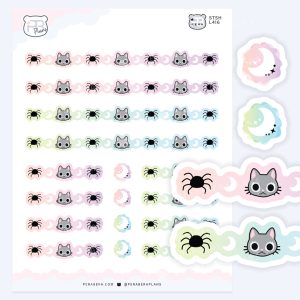 Spooky Alli Tape Strips with Moon and Spiders – Spooky Halloween Deco Sheet