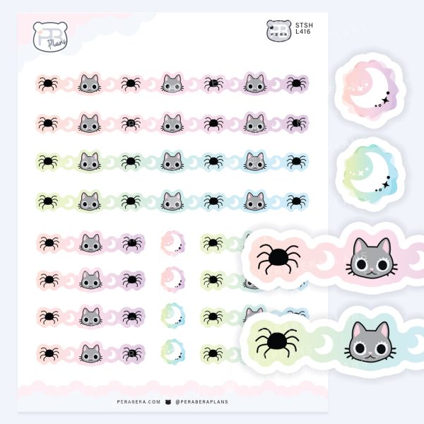 Spooky Alli Tape Strips with Moon and Spiders – Spooky Halloween Deco Sheet