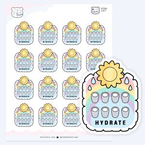 Rainbow Water Tracker Stickers – Mini Hydration Planner Stickers