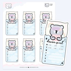 Whimsical Sleepy Bear Tracker Stickers – Planner & Journal Log