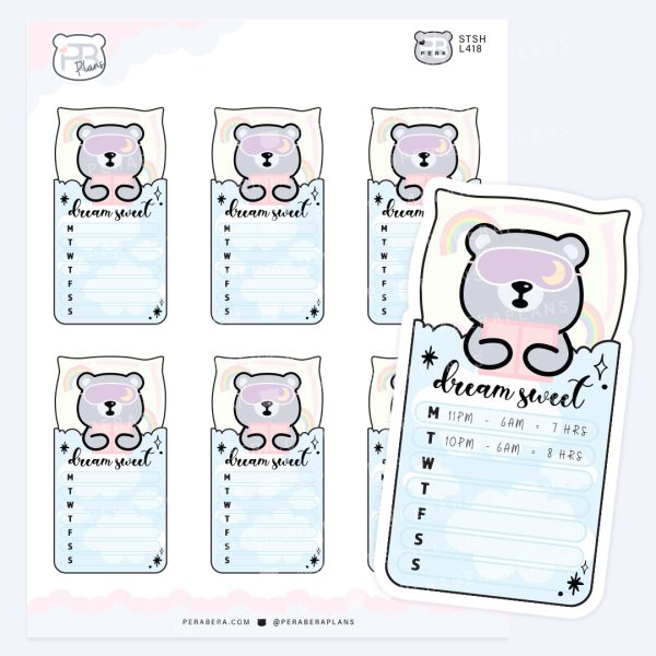Whimsical Sleepy Bear Tracker Stickers – Planner & Journal Log