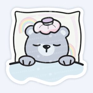 Die Cut: Single Large Stickers - Cute Sick Day Sleeping Bear