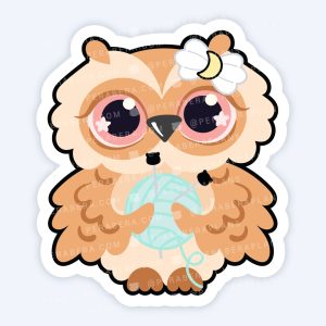 Die Cut: Single Large Stickers - Cute Nyxi Yarn Ball Sewing Knitting
