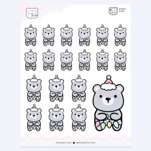 Holiday Santa Bear with Lights – Festive Holiday Planner Stickers