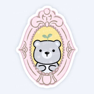 Die Cut: Single Large Stickers - Cute Cottagecore Vintage Frame Bear