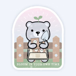 Die Cut: Single Large Stickers - Cute Cottagecore Garden Bear