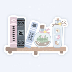 Die Cut: Single Large Stickers - Cute Cottagecore Botanical Book Shelf