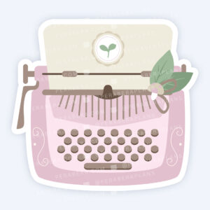 Die Cut: Single Large Stickers - Cute Cottagecore Vintage Type Writer