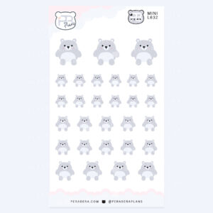 Mini Cute Squish Bear Plushie Stuffed Animal Stickers